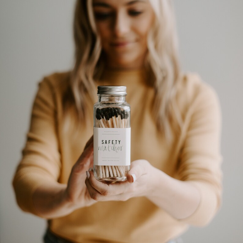 Black Safety Matches Glass Jar Match Striker Apothecary Etsy