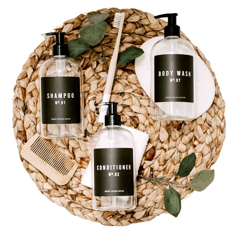 Body Wash Dispenser 16 oz Clear Plastic Refillable Bottle Etsy