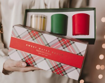 Christmas Candle Gift Set: Set of Three 5oz Holiday Candles in Gift Box