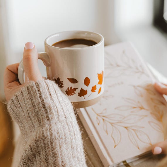 Fall Leaves Stoneware Coffee Mug - Fall Coffee Mug - Halloween Coffee Mug, Fall Gifts and Fall Decor, Autumn Drinkware, Fall Host Gift