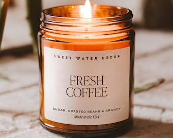 Fresh Coffee Soy Wax Candle: Caramel, Mocha, Sugar Cane, Rum, Citron Peel Scented