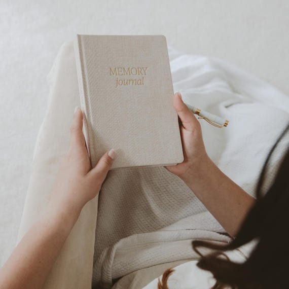 Memory Journal: Hardcover, Lined Paper, Tan Fabric, Keepsake Book (200 pages)