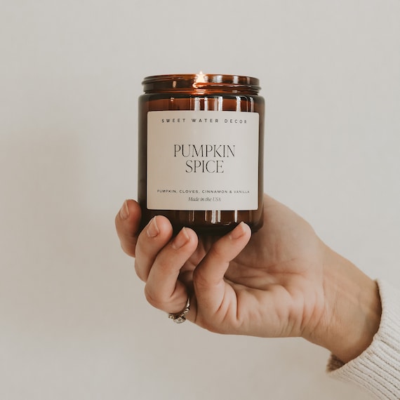 Pumpkin Spice Candle - Pumpkin Candle Gift - Farmhouse Decor - Soy Wax Cider, Nutmeg, Cinnamon, Cloves Scented Candle - Fall Candles