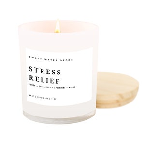 Stress Relief Soy Candle White Jar Wood Lid Relaxing Spa Candle Aromatherapy Candle Natural Scented Candles image 4