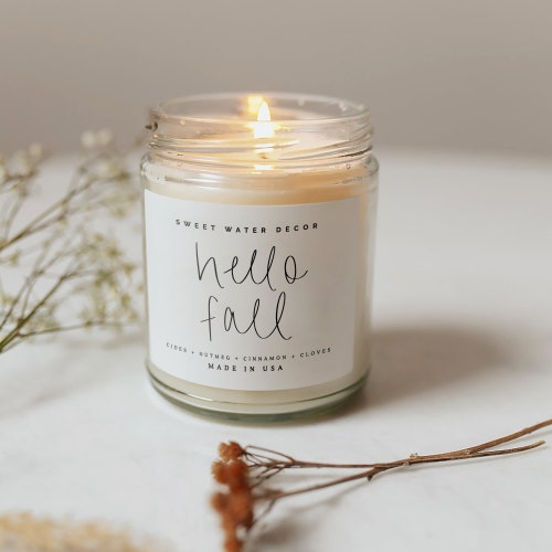 Hello Fall Candle Soy Candles Fall Candles Apple Etsy