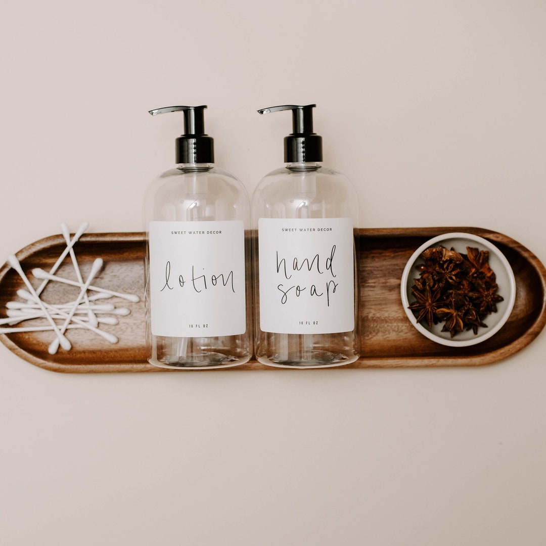 Hand Soap and Lotion Set of 2 16 Oz Clear Plastic Dispensers Hand Soap