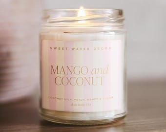 Mango and Coconut Candle: Soy Summer Scent, Beach House Decor