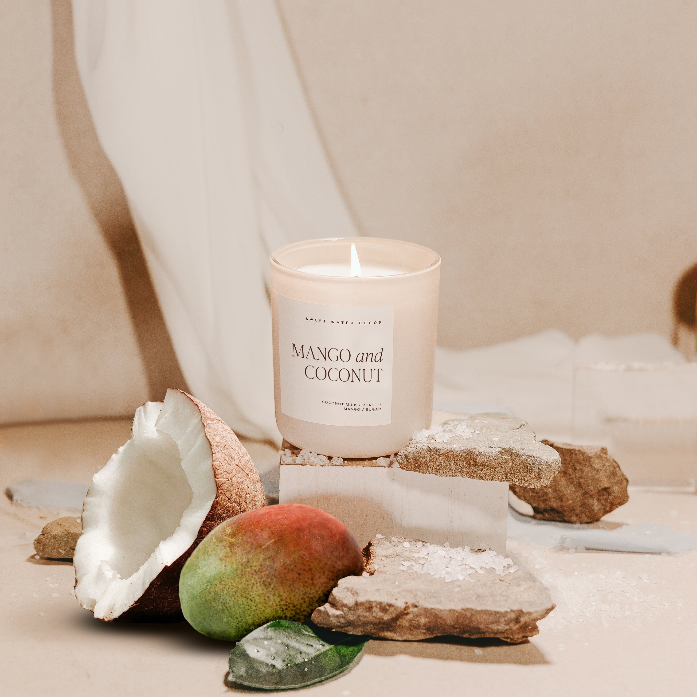 Mango and Coconut Candle - Soy Summer Candle, Beach Candle - Beach Decor, Coastal Decor - Tropical Candle for Home - Tropical Decor