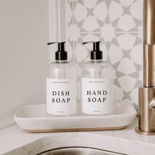 Hand Soap and Dish Soap Set of 2 16 Oz Amber Glass Dispensers Etsy