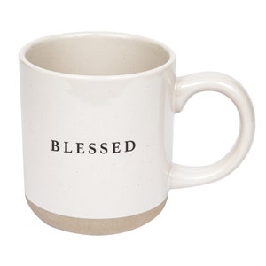 Blessed Stoneware Coffee Mug Religious Coffee Mug Christian Mug Inspirational Tea Cup Positive Coffee Mug Christian Gift Rustic image 5