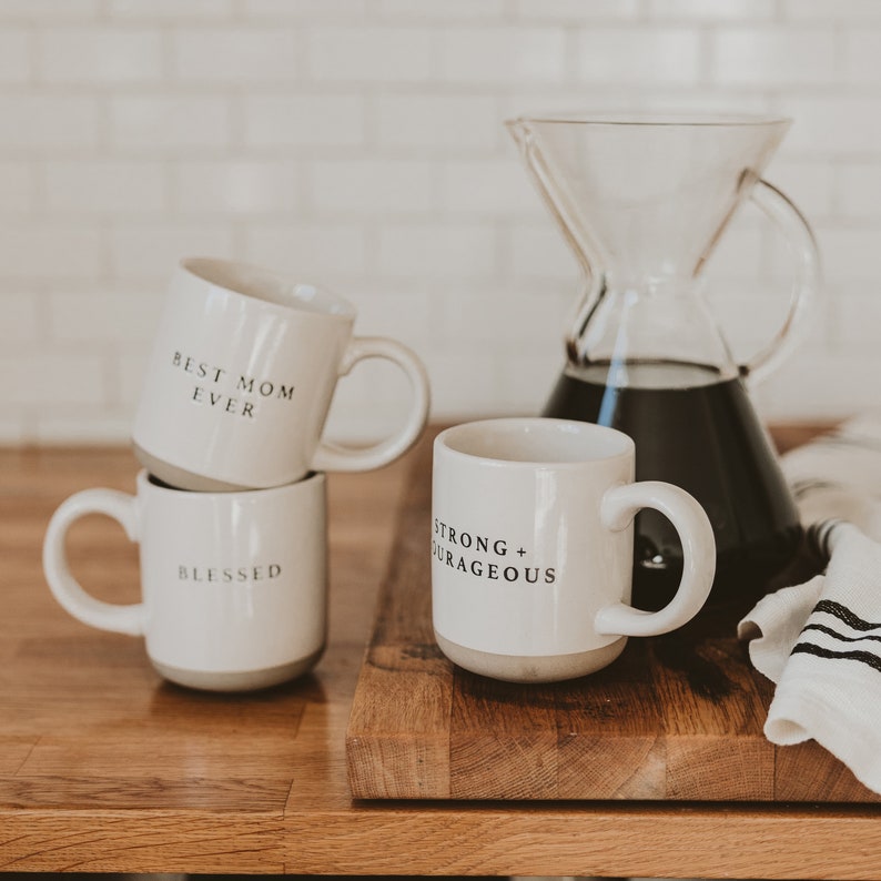 Blessed Stoneware Coffee Mug Religious Coffee Mug Christian Mug Inspirational Tea Cup Positive Coffee Mug Christian Gift Rustic image 4