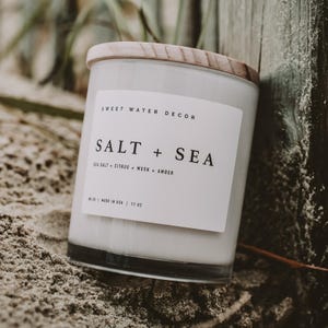 Salt and Sea Beach Candle for Coastal Decor - Beach House Decor, Soy Summer Candle for Home - Beach Scented - Ocean Candle Gift For Her
