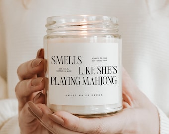 Smells Like She's Playing Mahjong Candle: Mahjong Party Favors, Mahjong Home Decor, Gifts for Mahjong Lovers
