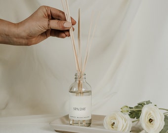 Spa Day Reed Diffuser | Relaxing Spa Room Fragrance | Jasmine Reed Diffuser Oil | Scented Oil Diffuser | Jasmine Scented Reed Sticks