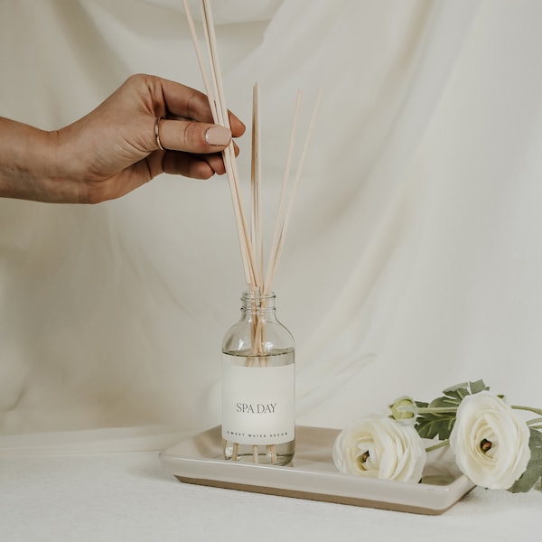 Spa Day Reed Diffuser | Relaxing Spa Room Fragrance | Jasmine Reed Diffuser Oil | Scented Oil Diffuser | Jasmine Scented Reed Sticks