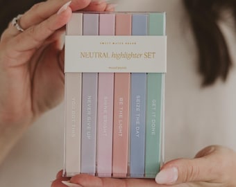 Neutral Pastel Highlighters Set: Muted Stationery, Office Desk Supplies
