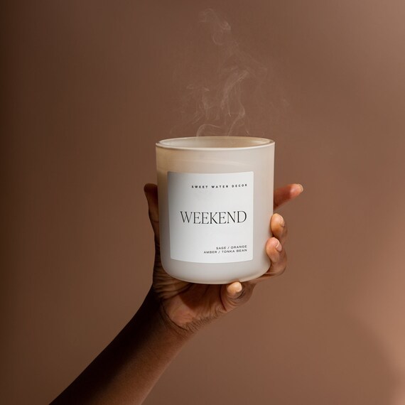 Weekend 15 oz Soy Candle | Sage, Orange, Amber, and Tonka Bean Scented Candle, Non-Toxic Candle, Citrus Candle, Complex Masculine Candle
