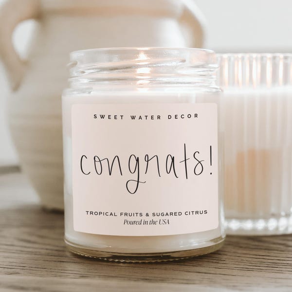Congrats Candle - Congratulations Gift, Graduation Candle Congrats Gift - Promotion Gift New Job Gift - Celebration Candle - Retirement Gift