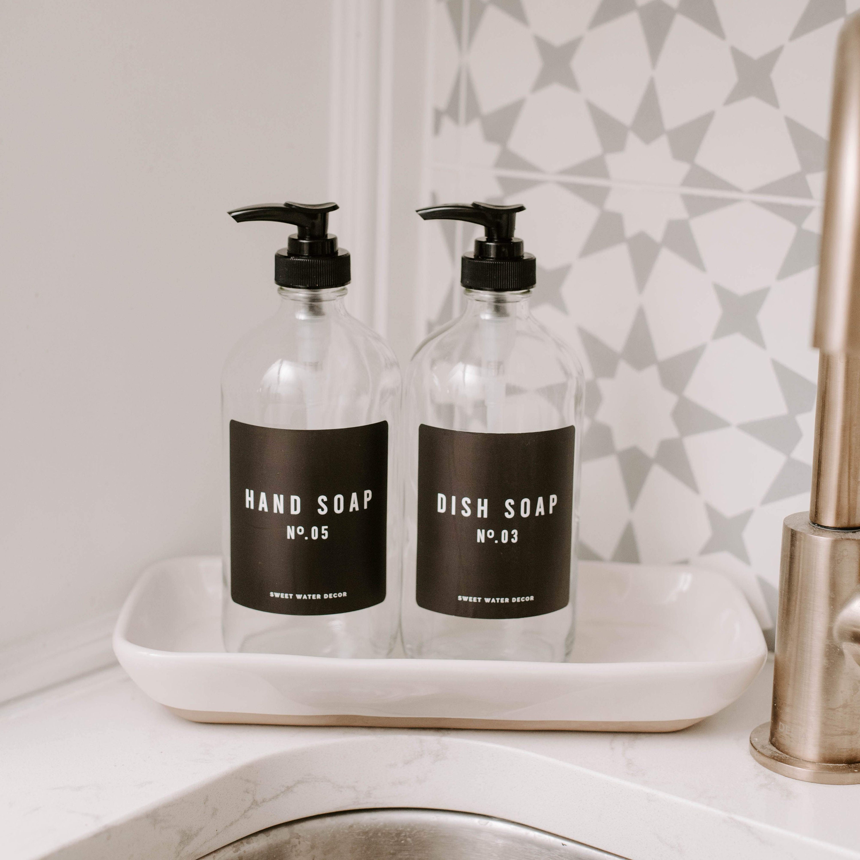 Hand Soap and Dish Soap Set of 2 16 Oz Clear Glass Dispensers Etsy UK