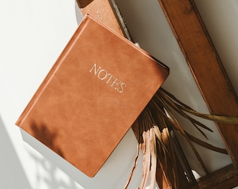 Notes Journal | Faux Leather Notebook for Men and Women | 98 Lined Pages Front and Back | Gold Foil Accents