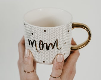 Mom Tile Coffee Mug | Mom Mug | Coffee Mugs for Mom | Mother's Day Gift | Christmas Gift | Gold Coffee Mug | Birthday Gifts | Novelty Mugs