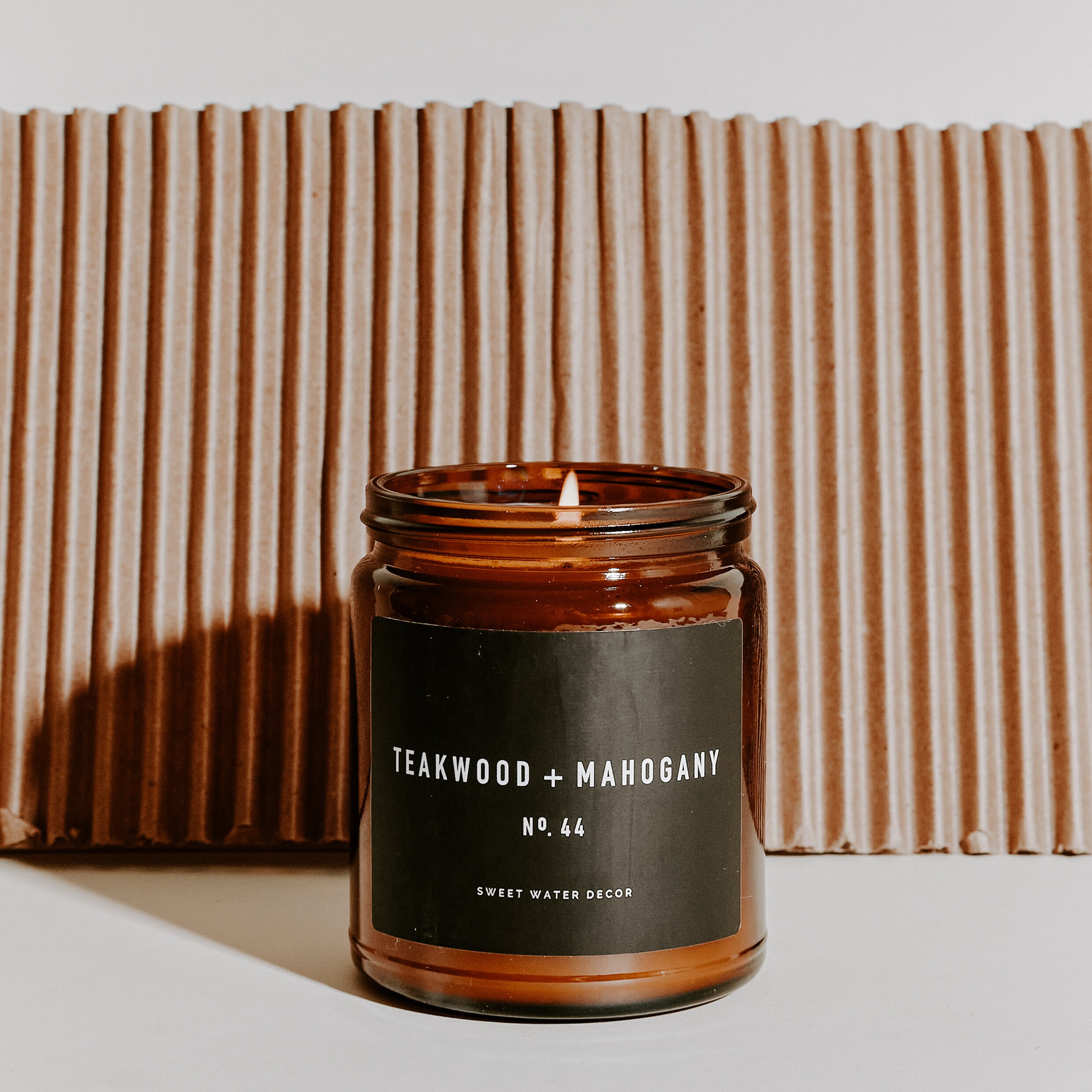 Teakwood and Mahogany Soy Candle Amber Jar Candle Mahogany Etsy