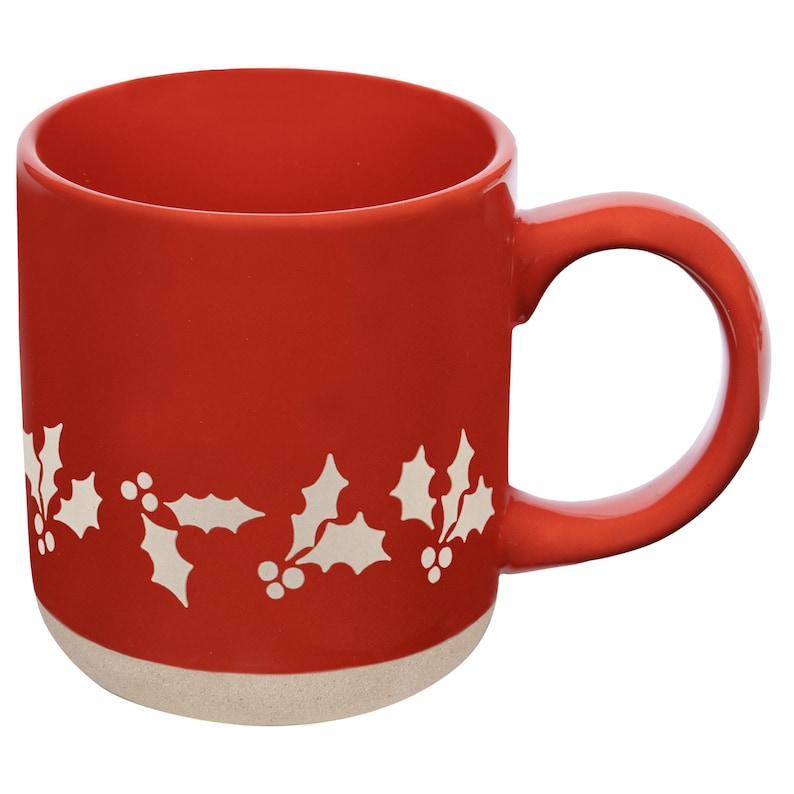 Red Holly Christmas Mug - Winter Themed 14 oz Stoneware Holiday Mug - Secret Santa Gifts, Hot Chocolate Mug image 7
