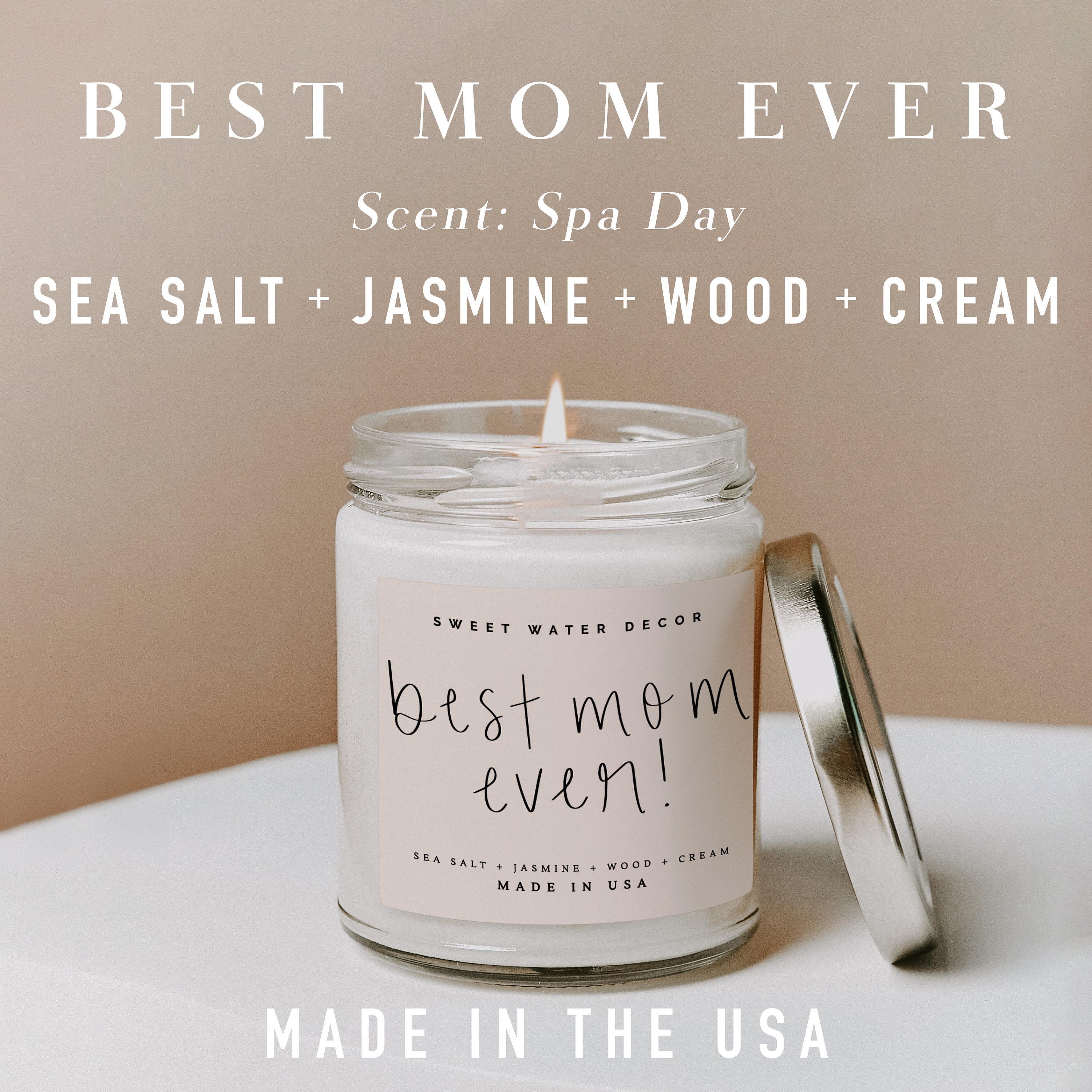 Best Mom Ever Candle Jasmine Scented Candle Mom Gift Etsy