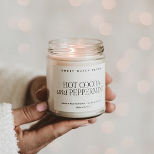 Hot Cocoa and Peppermint Soy Candle | Mint Chocolate Candles | Holiday Scented Candles | Christmas Candle | Winter Candles | Christmas Gift