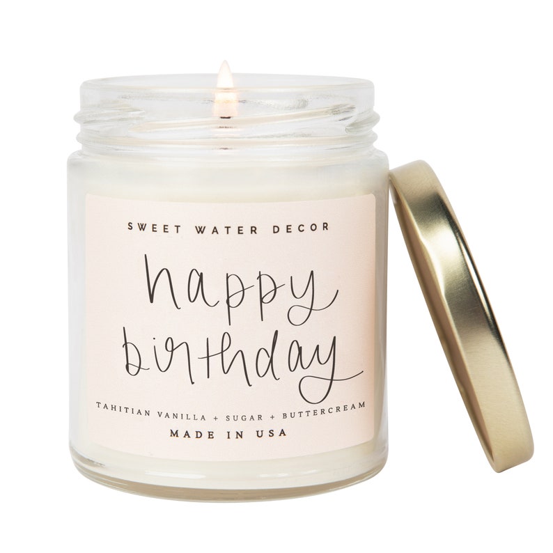 Happy Birthday Candle Birthday Candle Mason Jar Candle Birthday Gift Candle Vanilla Scented Candle Soy Wax Candle Pink Candle image 4