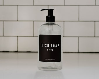 Dish Soap Dispenser 16 oz Clear Plastic Refill | Dish Soap Dispensers | Kitchen Decor | Reusable Soap Bottles with Pump | Farmhouse Kitchen