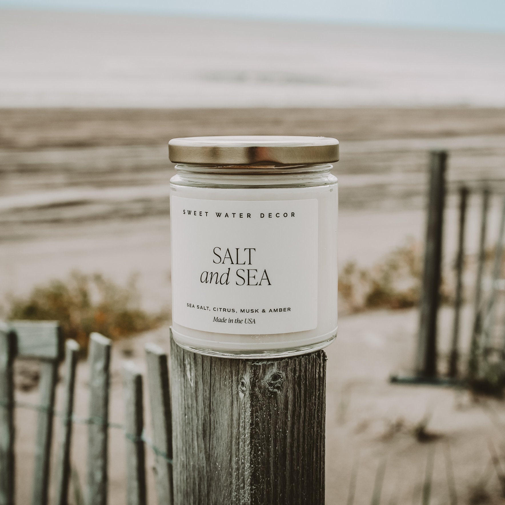 Salt and Sea Candle - Soy Summer Candle Beach Candle, Ocean Candle - Beach House Decor, Coastal Decor - Ocean Breeze Scented Candle for Home