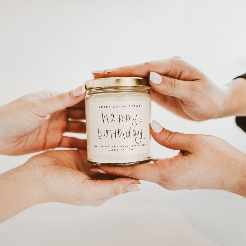 Happy Birthday Candle Birthday Candle Mason Jar Candle Birthday Gift Candle Vanilla Scented Candle Soy Wax Candle Pink Candle image 3