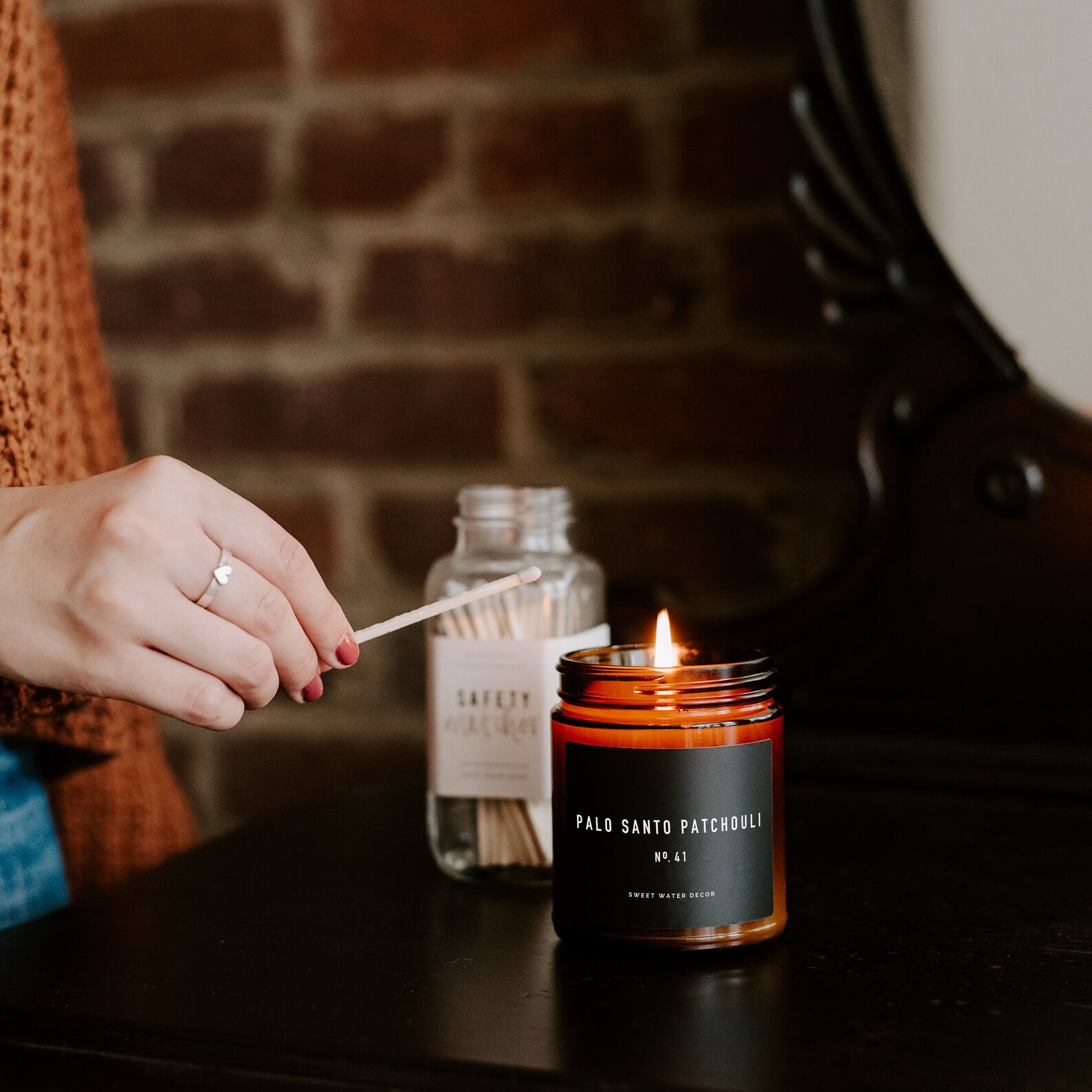 Palo Santo Patchouli Soy Candle Amber Jar Candle Palo Etsy