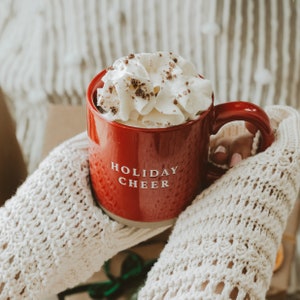 Holiday Cheer Red Stoneware Coffee Mug | Holiday Coffee Mug | Christmas Mug | Christmas Gift | Christmas Cup | Festive Christmas Coffee Mug