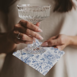 Blue Delft Cocktail Napkins - Floral Napkins - Bridal Shower Napkins, Wedding Napkins, Wedding Cocktail Napkins - Paper Napkins