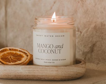 Mango Coconut Candle - Soy Summer Candle - Beach Candle, Beach Decor - Tropical Candle for Home Decor - Handmade Candle