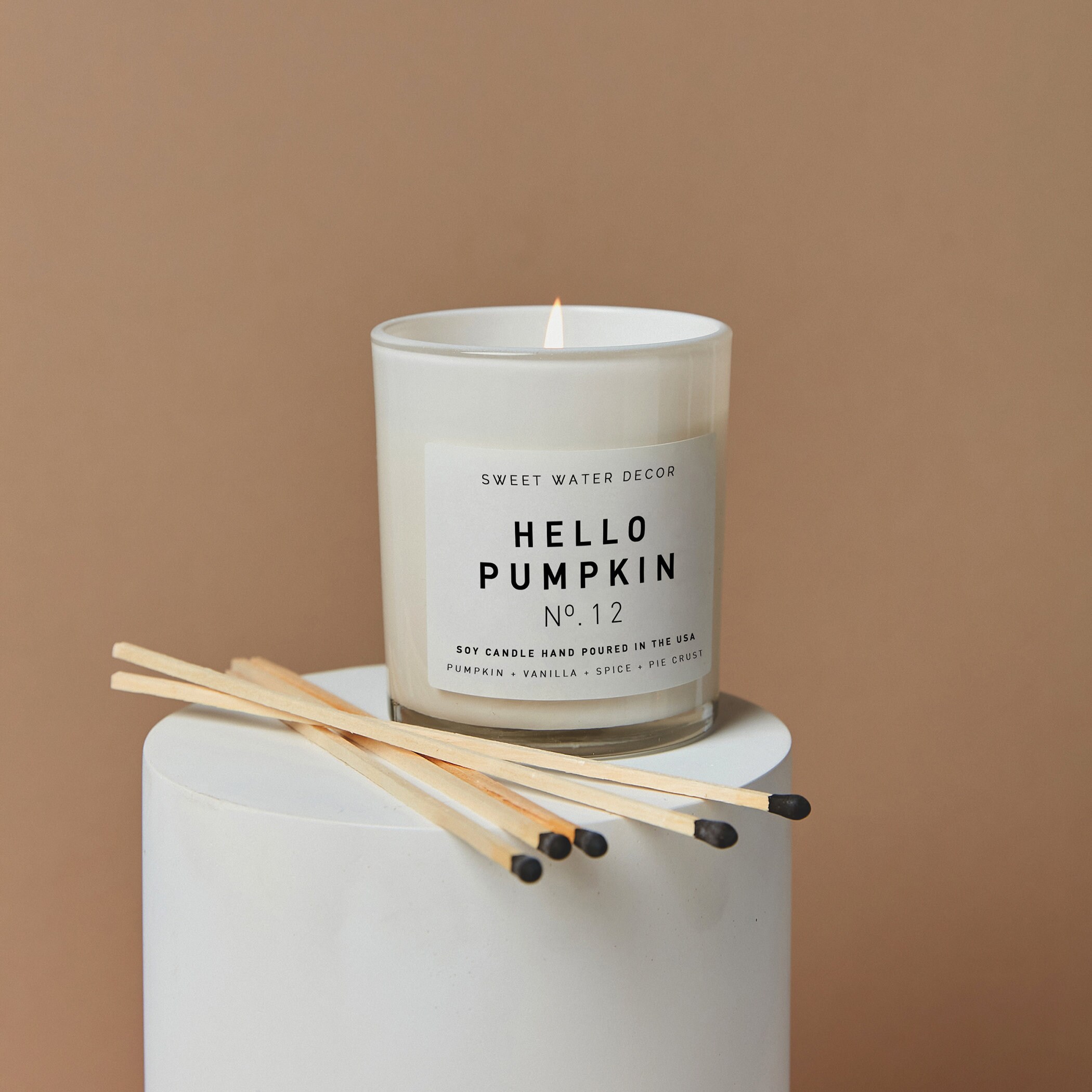 Hello Pumpkin White Jar Candle Fall Scented Candle Pumpkin Etsy