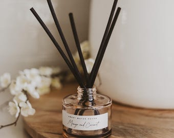 Mango Coconut Reed Diffuser | Coconut Milk, Peach, Mango & Sugar Scent - Tinted Glass (3.5oz)