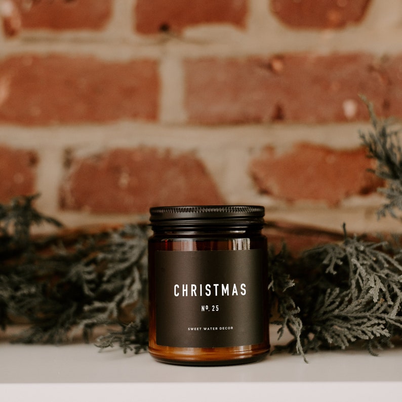 Christmas Candle Amber Jar Candle Christmas Scented Candle Etsy