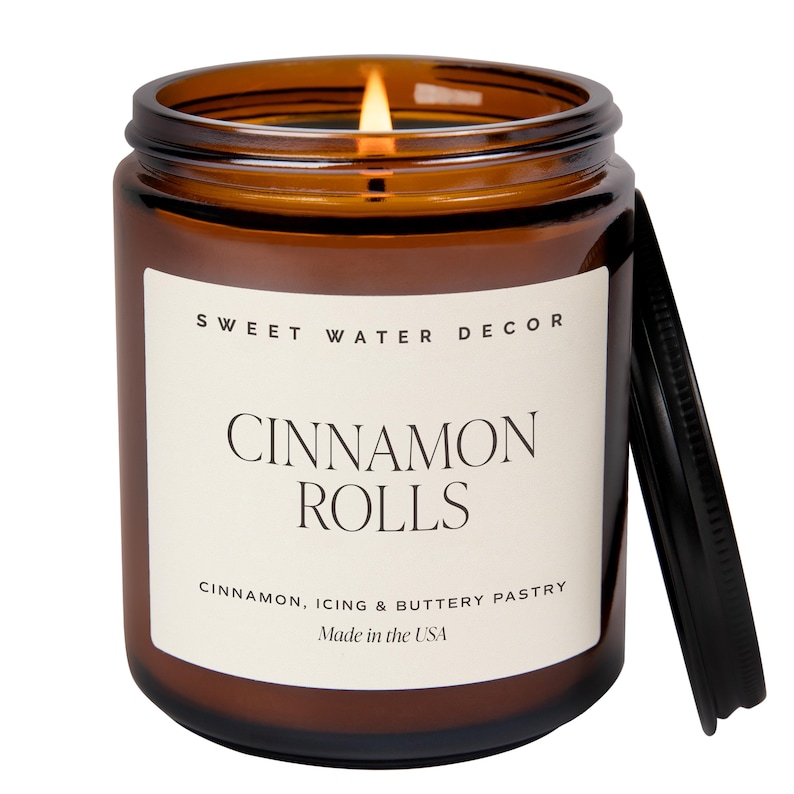 Bougie à la cannelle - bougie d'automne parfumée à la cannelle non toxique - décoration d'automne - cadeau de pendaison de crémaillère roulés à la cannelle, bougie d'action de grâce image 9