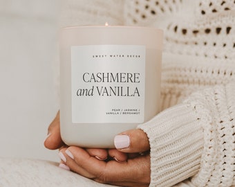 Cashmere and Vanilla 15 oz Soy Candle | Cashmere, Vanilla, Sandalwood and Coconut Scented Candle | Luxury Aesthetic Candle | Vanilla Candle