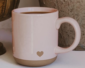 Pink Heart 14 oz Stoneware Mug: Mother's Day Gift for Mom
