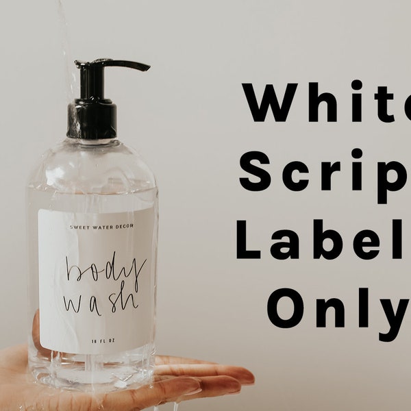 White Labels for Dispensers | 3" Waterproof Soap Bottle Labels | Dish Soap and Hand Soap Labels | 16 oz Bottle Labels | Kitchen Labels
