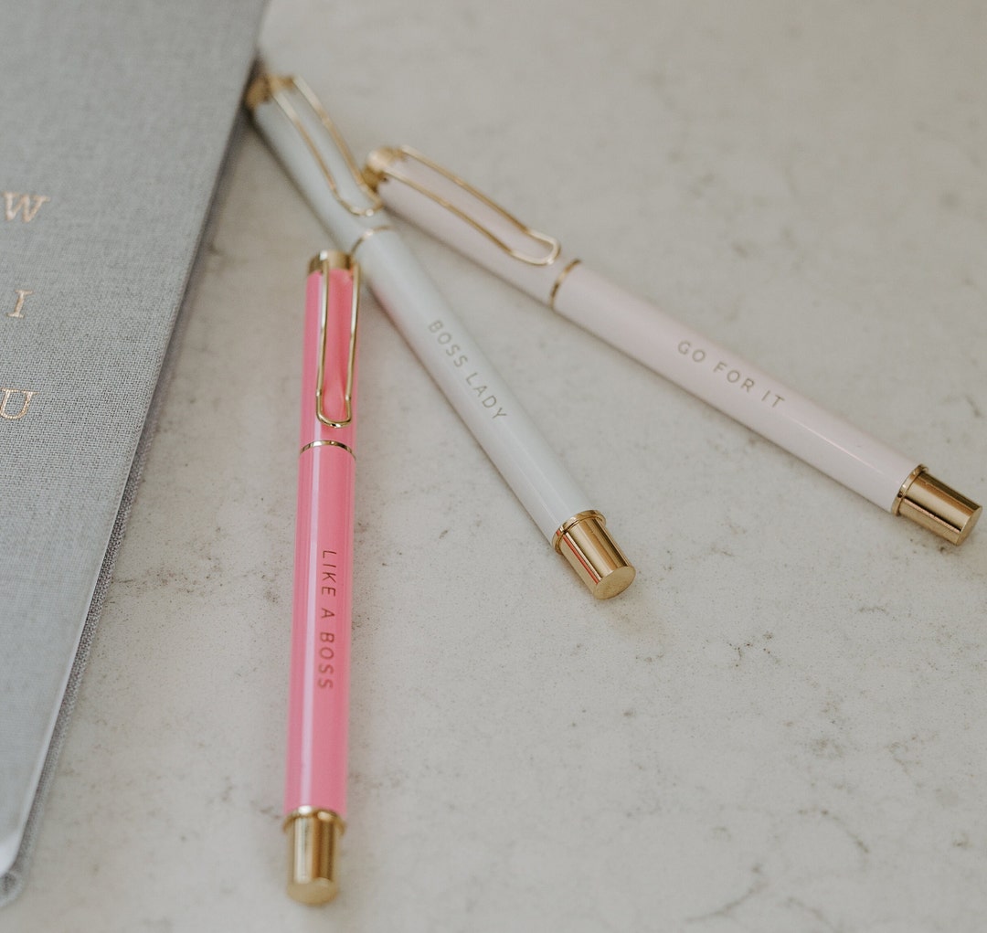 Boss Lady Metal Pen Set Refillable Medium Ballpoint Pens With Black Ink