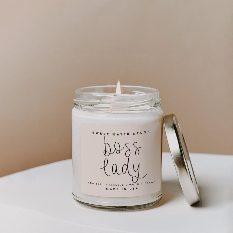 Boss Lady Candle Girl Boss Candle Handmade Soy Candles Gifts for Boss Boss Day Gift Boss Candle Office Decor Pink Candle image 1