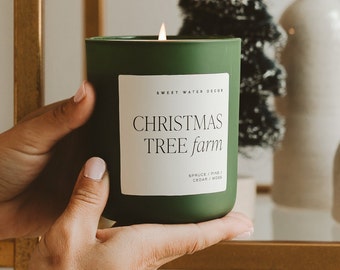 Christmas Tree Farm Soy Candle | Matte Green Jar | Scented Candle | Holiday Candle | Christmas Candles | Christmas Decor | Christmas Gifts