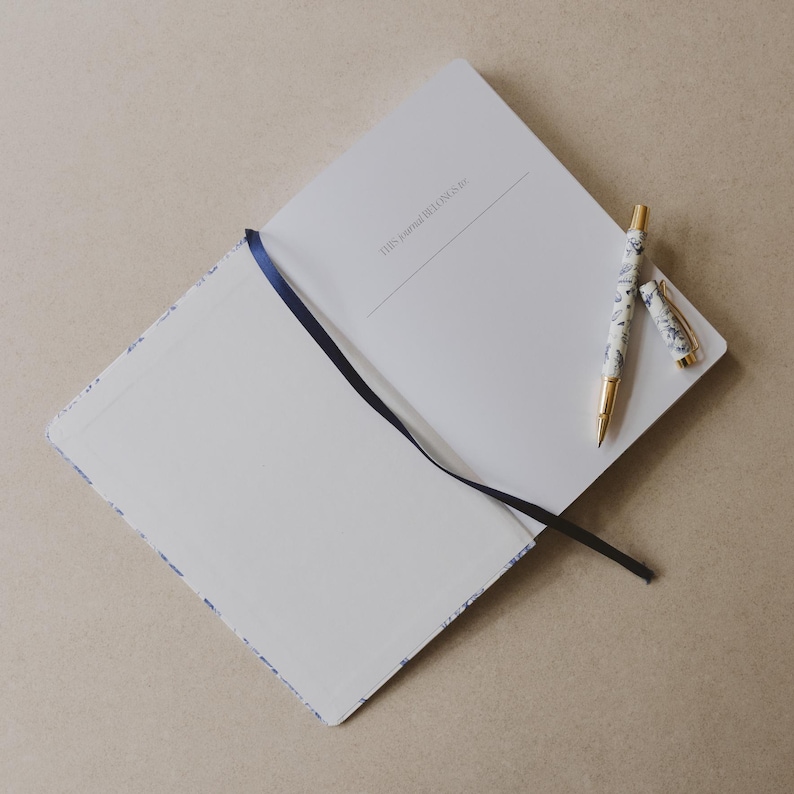 Blue Floral Hardcover Journal: Lined Notebook With Ribbon, School ...