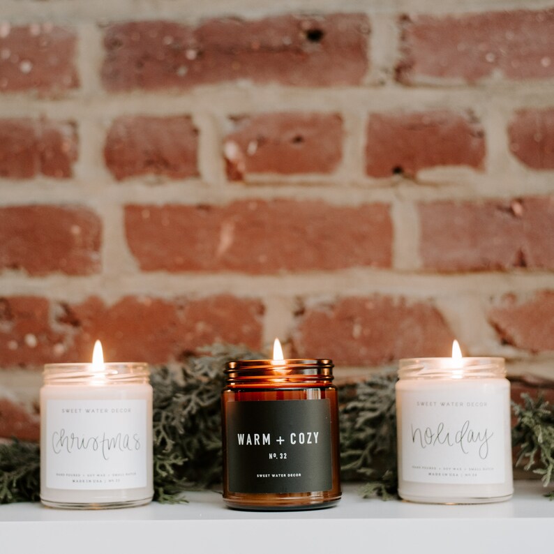 Warm and Cozy Candle Amber Jar Candle Christmas Candle Etsy