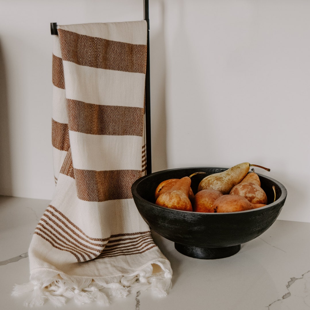 Turkish Cotton + Bamboo Hand Towel, Neutral Stripes | Neutral Kitchen ...